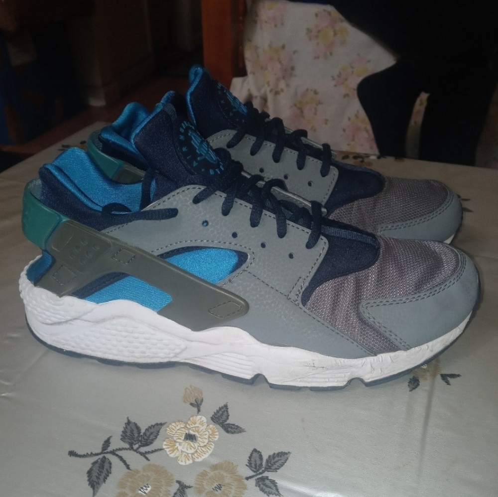 Nike Air Huarache Run Ultra 318429-044 Men's Gray Blue Athletic Sneakers Size 9 - Picture 7 of 11